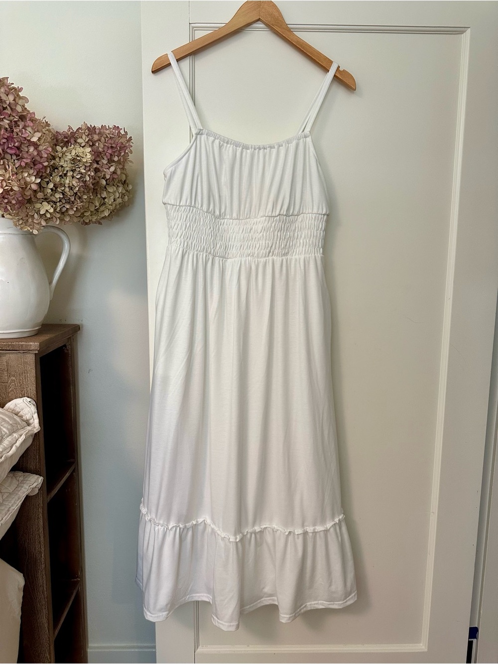 Women’s White Smocked Maxi Sundress